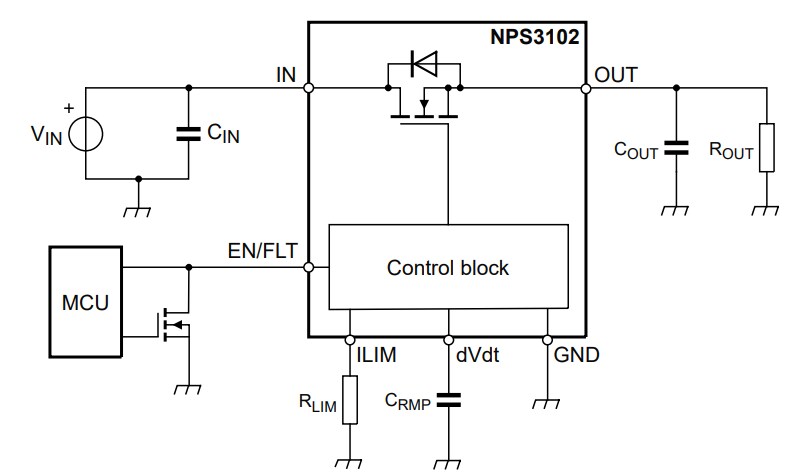Application Circuit Diagram - Nexperia NPS3102 Resettable eFuses